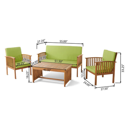 Ensemble de canapés d'extérieur Carolina 4 pièces en acacia Christopher Knight Home - Sièges de patio élégants et confortables