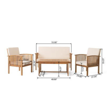 Ensemble de canapés d'extérieur Carolina 4 pièces en acacia Christopher Knight Home - Sièges de patio élégants et confortables