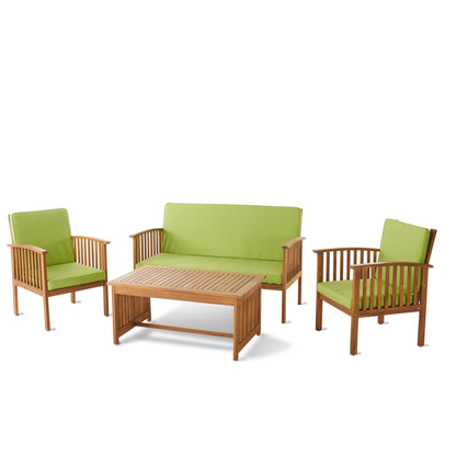 Ensemble de canapés d'extérieur Carolina 4 pièces en acacia Christopher Knight Home - Sièges de patio élégants et confortables