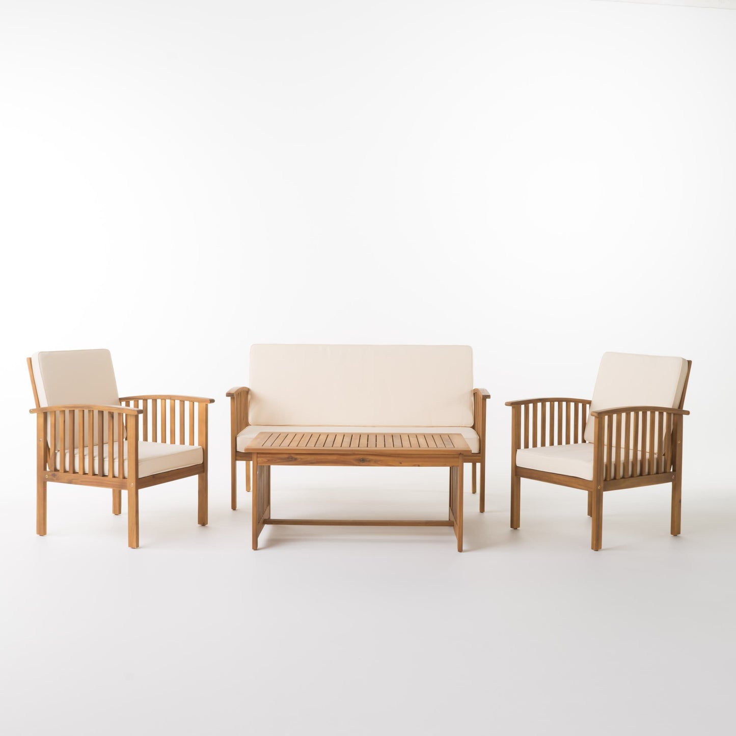 Ensemble de canapés d'extérieur Carolina 4 pièces en acacia Christopher Knight Home - Sièges de patio élégants et confortables