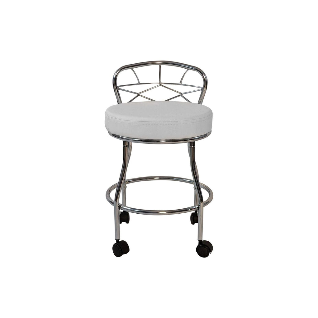 Tabouret de coiffeuse Diana à dossier en X avec roulettes Carolina Living