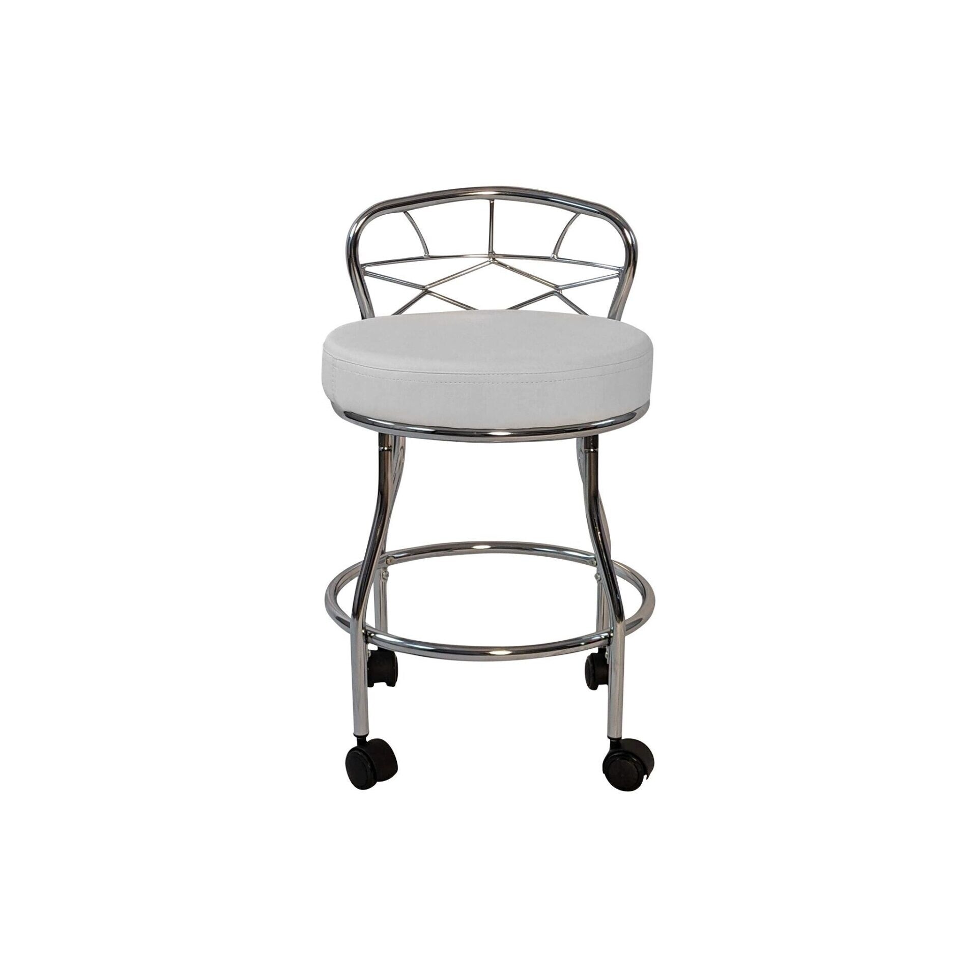 Tabouret de coiffeuse Diana à dossier en X avec roulettes Carolina Living
