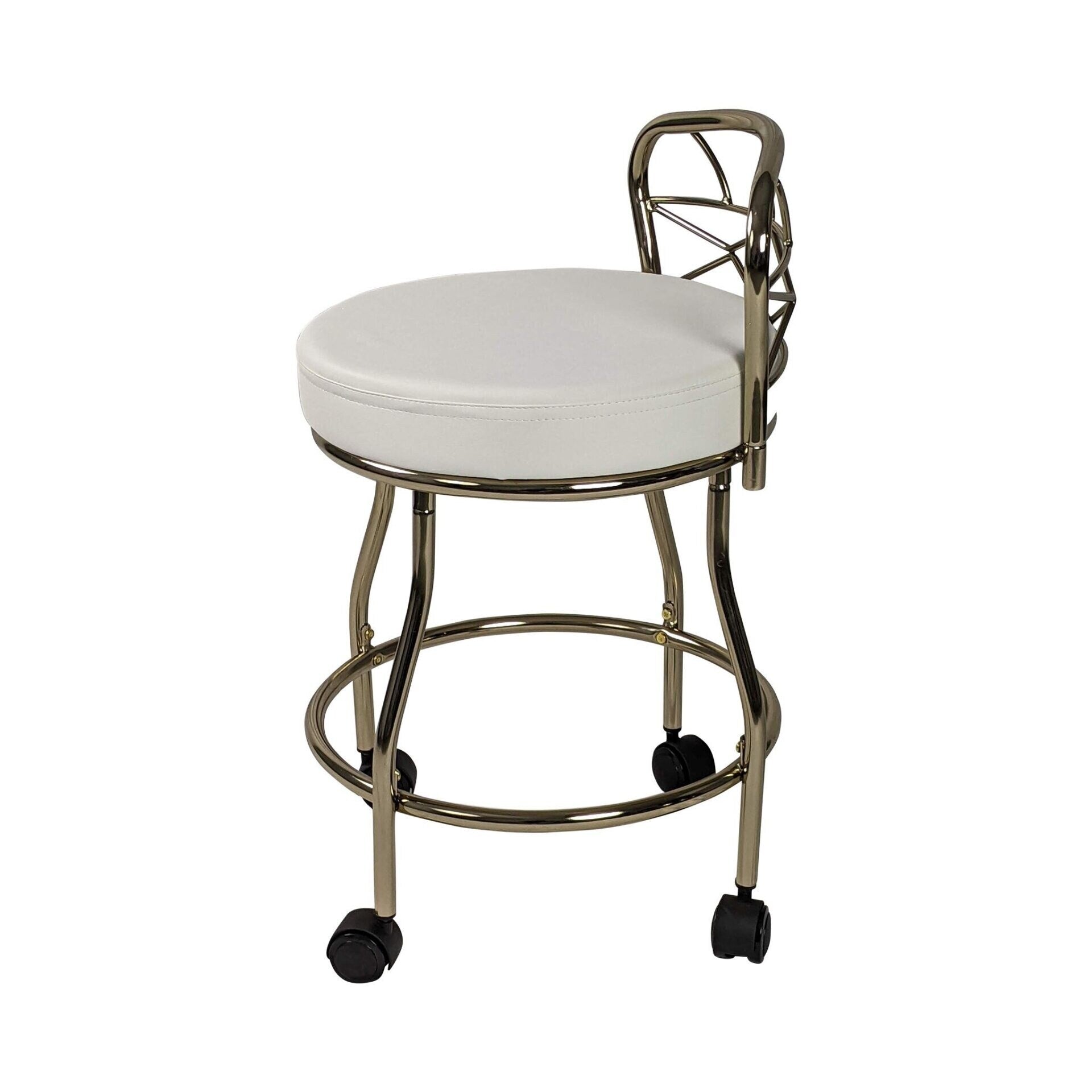 Tabouret de coiffeuse Diana à dossier en X avec roulettes Carolina Living