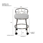 Tabouret de coiffeuse Diana à dossier en X avec roulettes Carolina Living
