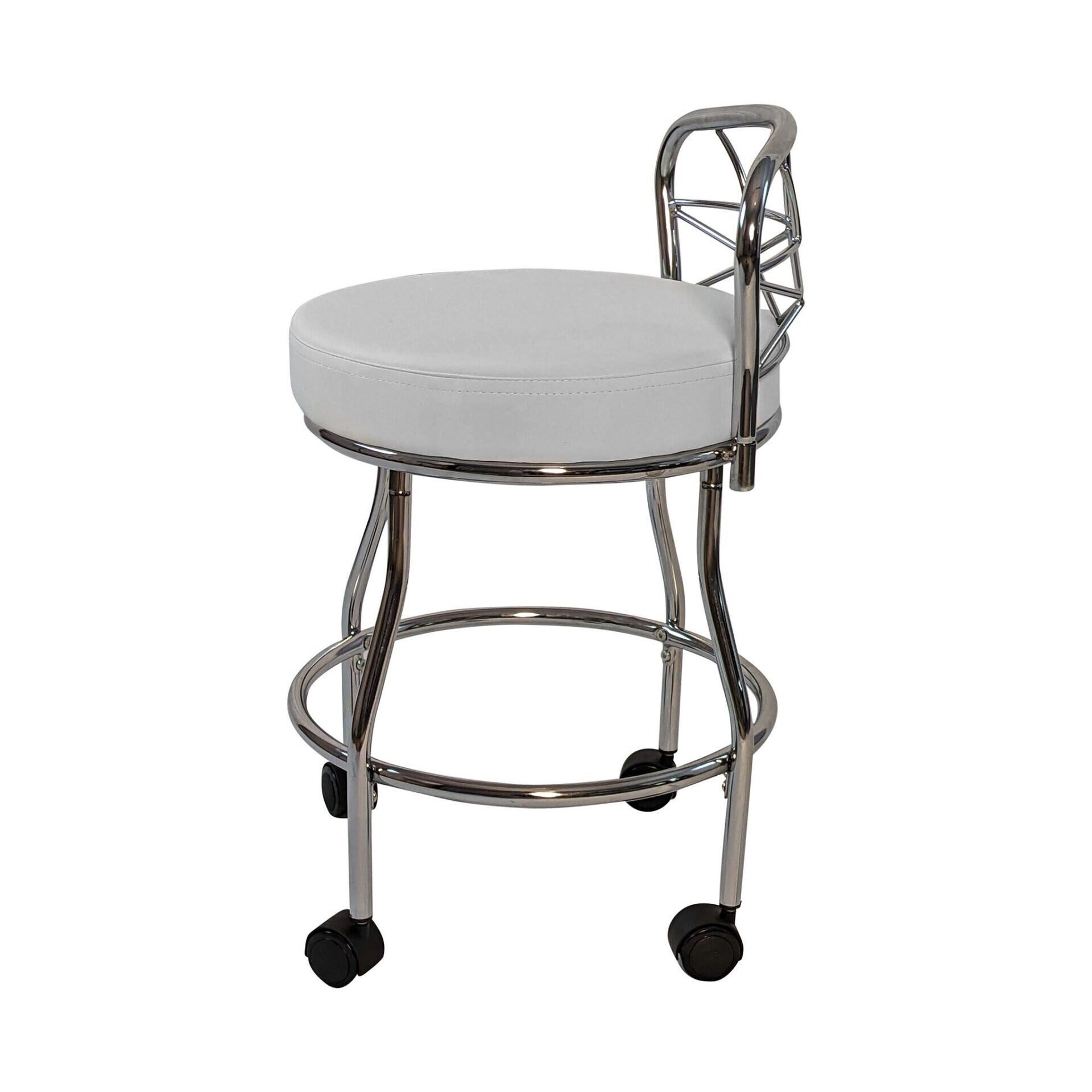 Tabouret de coiffeuse Diana à dossier en X avec roulettes Carolina Living