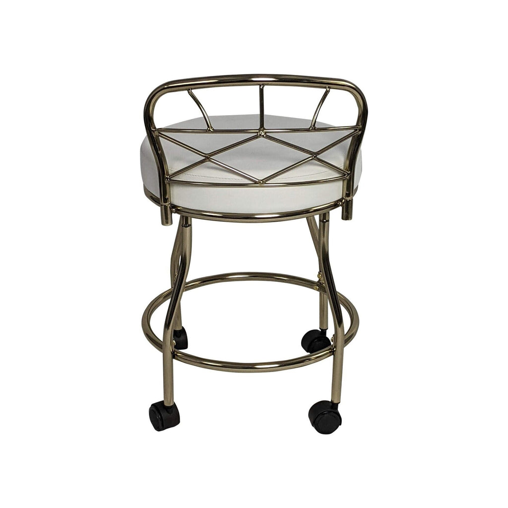 Tabouret de coiffeuse Diana à dossier en X avec roulettes Carolina Living