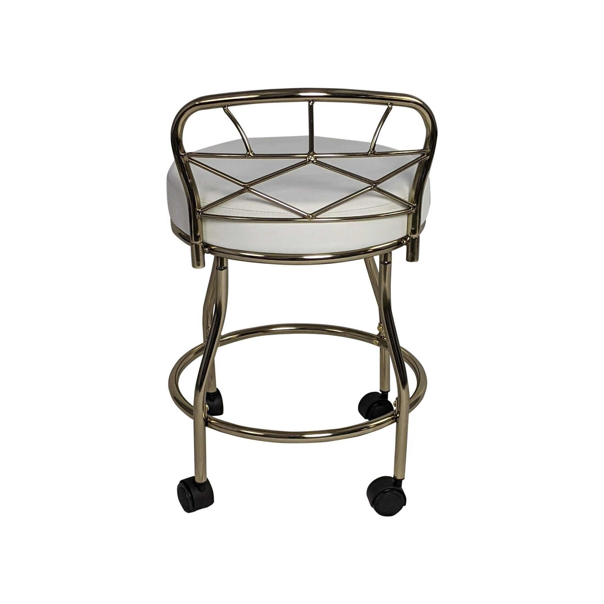 Tabouret de coiffeuse Diana à dossier en X avec roulettes Carolina Living
