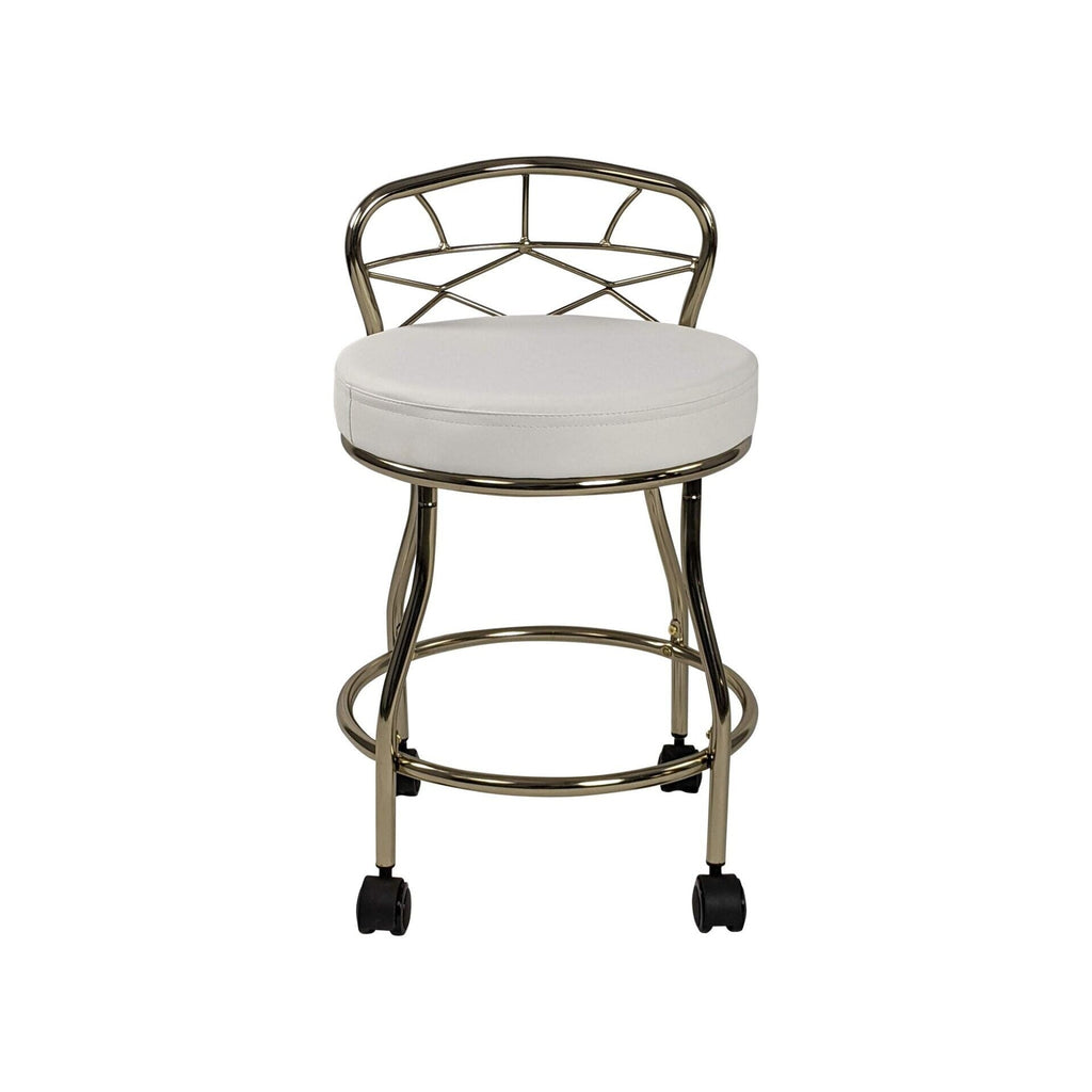 Tabouret de coiffeuse Diana à dossier en X avec roulettes Carolina Living