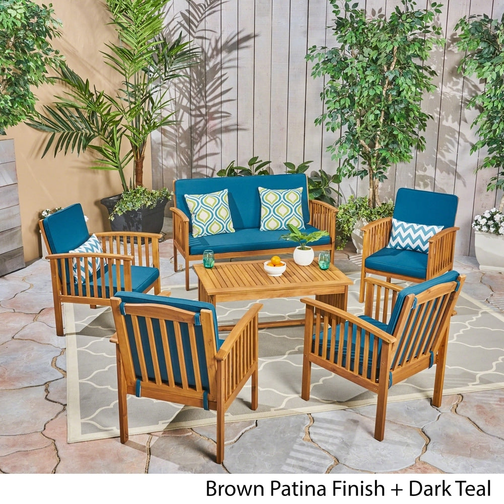 Salon de jardin Carolina 6 places en bois d'acacia par Christopher Knight Home