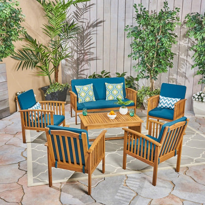 Salon de jardin Carolina 6 places en bois d'acacia par Christopher Knight Home