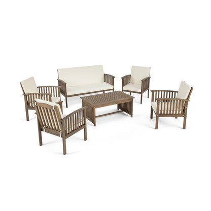 Salon de jardin Carolina 6 places en bois d'acacia par Christopher Knight Home