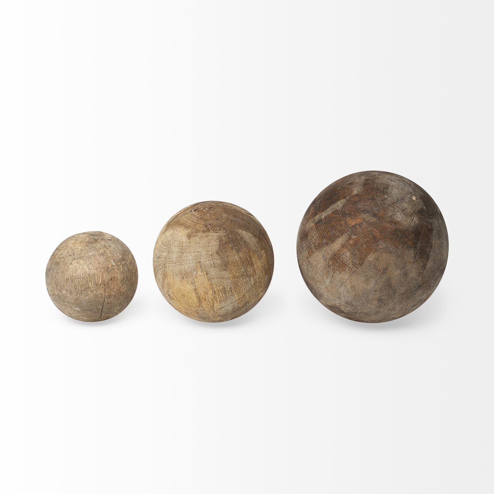 Sphères décoratives en bois naturel Carrick (lot de 3) - 5,0 L x 5,0 l x 5,0 H