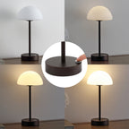 Lampe de table LED intégrée rechargeable sans fil Carson 12,5 cm, minimaliste et moderne, en fer, nickel/blanc, par JONATHAN Y