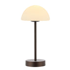 Lampe de table LED intégrée rechargeable sans fil Carson 12,5 cm, minimaliste et moderne, en fer, nickel/blanc, par JONATHAN Y
