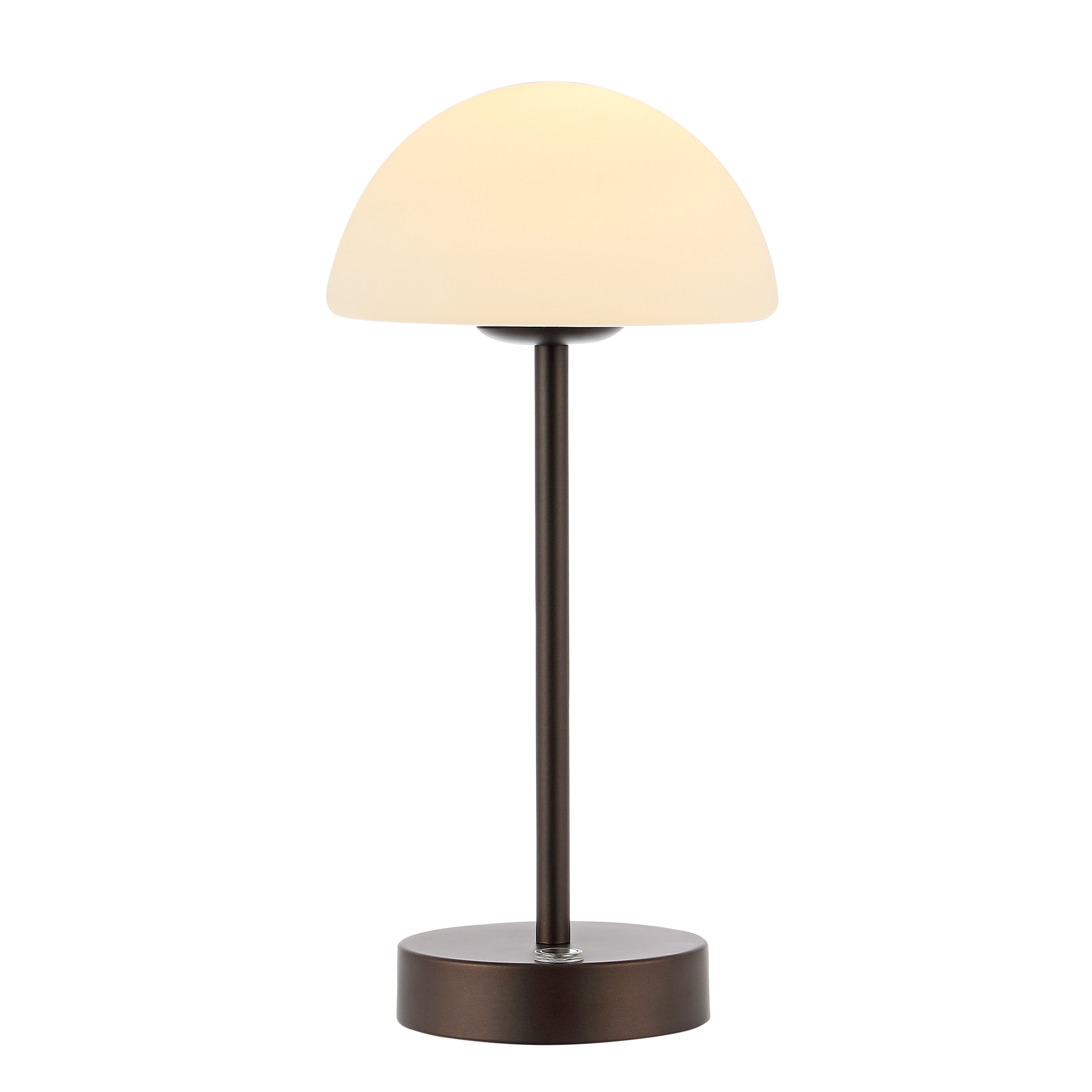 Lampe de table LED intégrée rechargeable sans fil Carson 12,5 cm, minimaliste et moderne, en fer, nickel/blanc, par JONATHAN Y