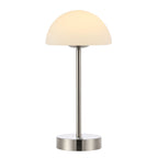 Lampe de table LED intégrée rechargeable sans fil Carson 12,5 cm, minimaliste et moderne, en fer, nickel/blanc, par JONATHAN Y