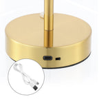 Lampe de table LED intégrée rechargeable sans fil Carson 12,5 cm, minimaliste et moderne, en fer, nickel/blanc, par JONATHAN Y