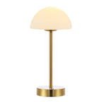 Lampe de table LED intégrée rechargeable sans fil Carson 12,5 cm, minimaliste et moderne, en fer, nickel/blanc, par JONATHAN Y