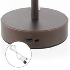 Lampe de table LED intégrée rechargeable sans fil Carson 12,5 cm, minimaliste et moderne, en fer, nickel/blanc, par JONATHAN Y