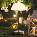 Lampe de table LED intégrée rechargeable sans fil Carson 12,5 cm, minimaliste et moderne, en fer, nickel/blanc, par JONATHAN Y