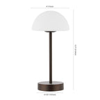 Lampe de table LED intégrée rechargeable sans fil Carson 12,5 cm, minimaliste et moderne, en fer, nickel/blanc, par JONATHAN Y
