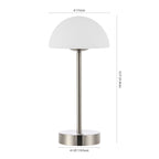Lampe de table LED intégrée rechargeable sans fil Carson 12,5 cm, minimaliste et moderne, en fer, nickel/blanc, par JONATHAN Y