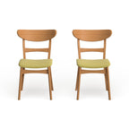 Chaise de salle à manger Abrielle en bois d'hévéa rembourrée, style milieu de siècle, par Christopher Knight Home (lot de 2)