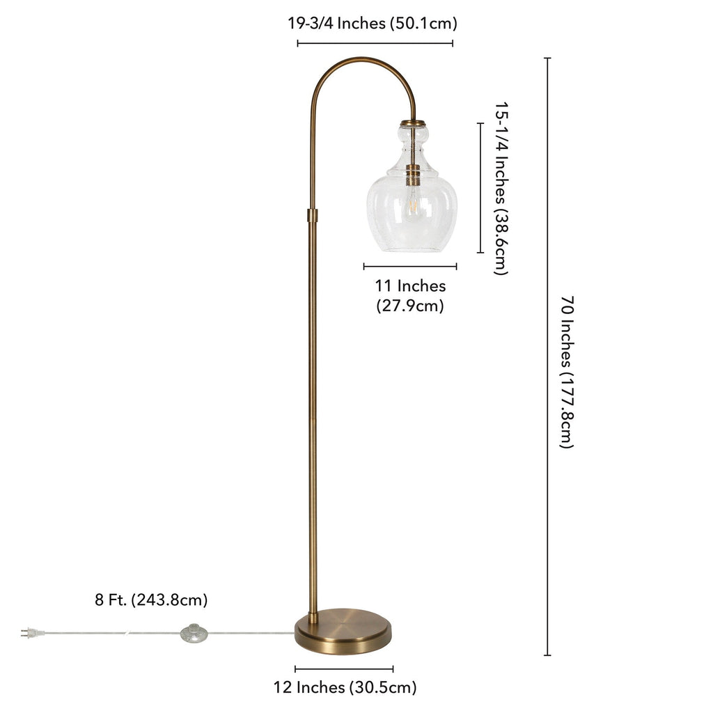 Lampadaire Verona Arc avec abat-jour en verre