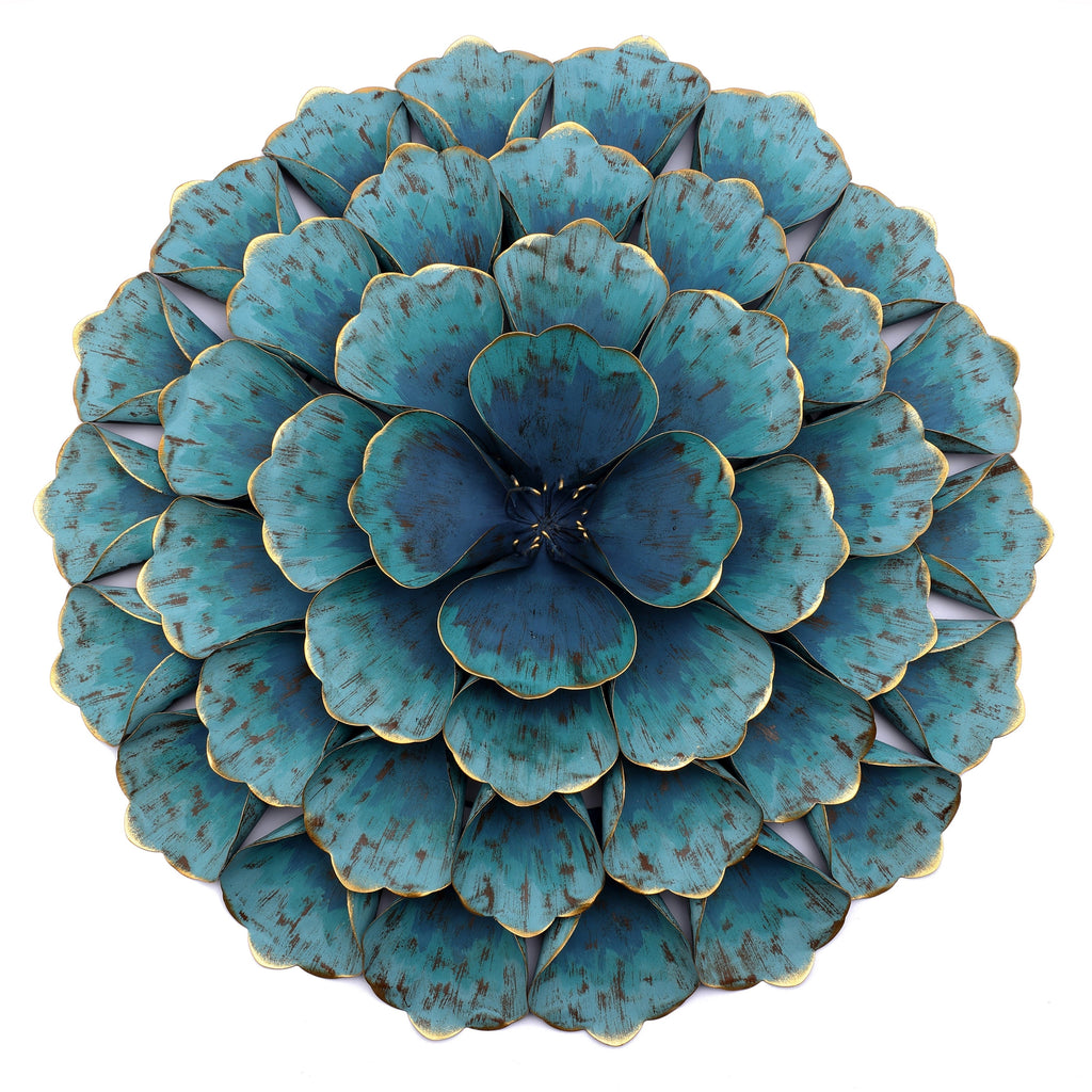Décoration murale en métal bleu sarcelle avec motif floral Carson Carrington Mjugg