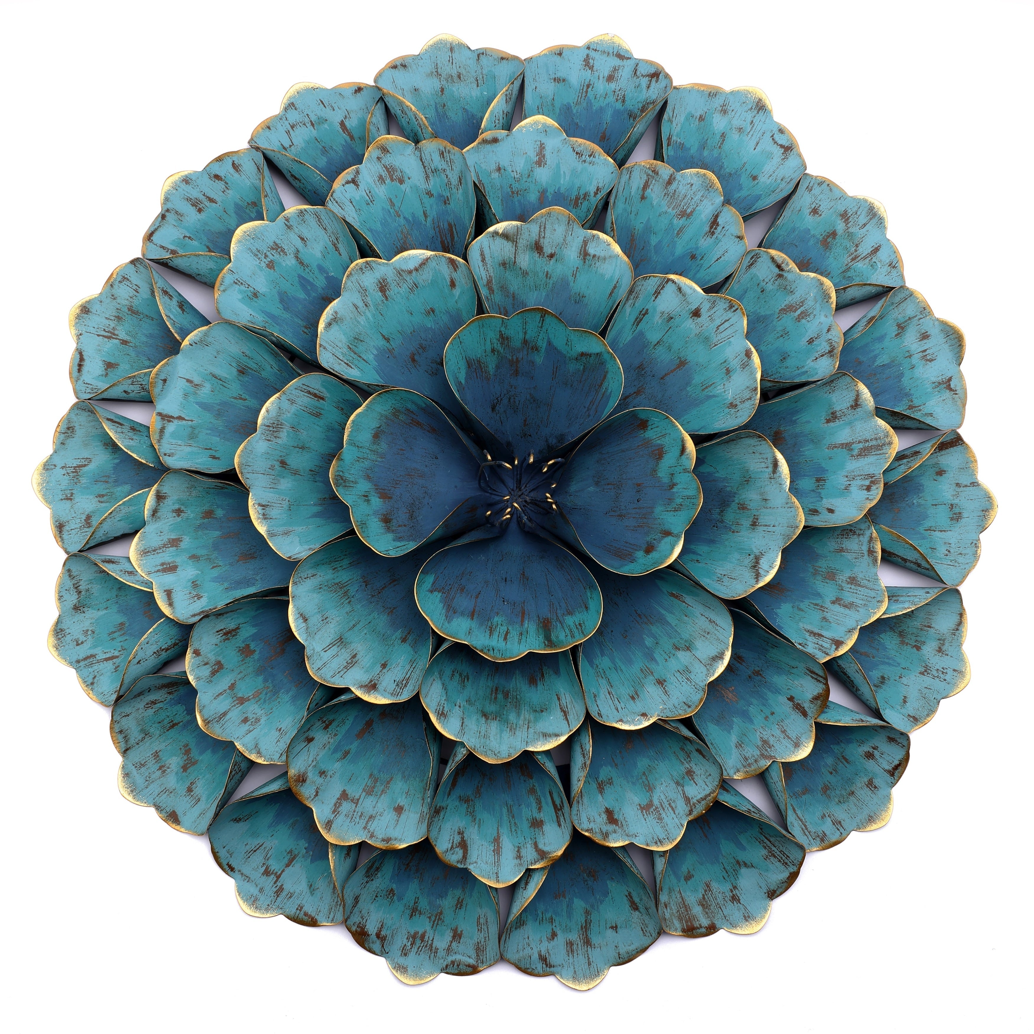 Décoration murale en métal bleu sarcelle avec motif floral Carson Carrington Mjugg