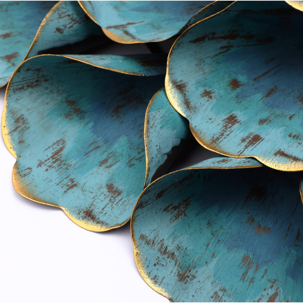 Décoration murale en métal bleu sarcelle avec motif floral Carson Carrington Mjugg