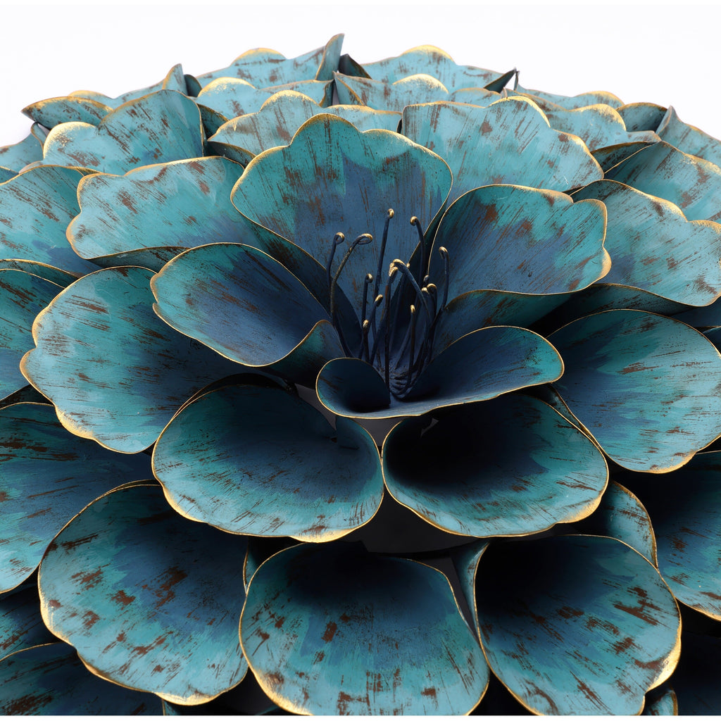 Décoration murale en métal bleu sarcelle avec motif floral Carson Carrington Mjugg