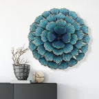 Décoration murale en métal bleu sarcelle avec motif floral Carson Carrington Mjugg