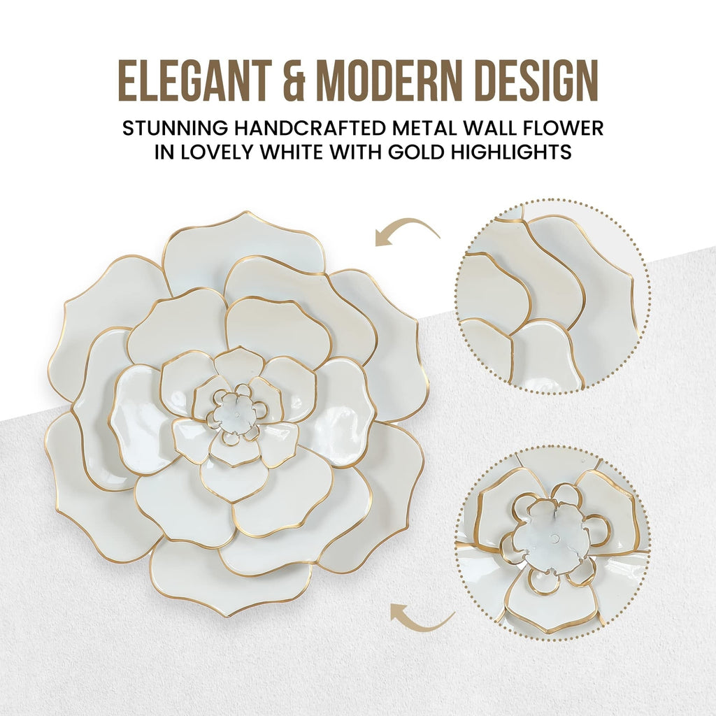 Décoration murale en métal blanc avec fleurs de Carson Carrington Mjugg
