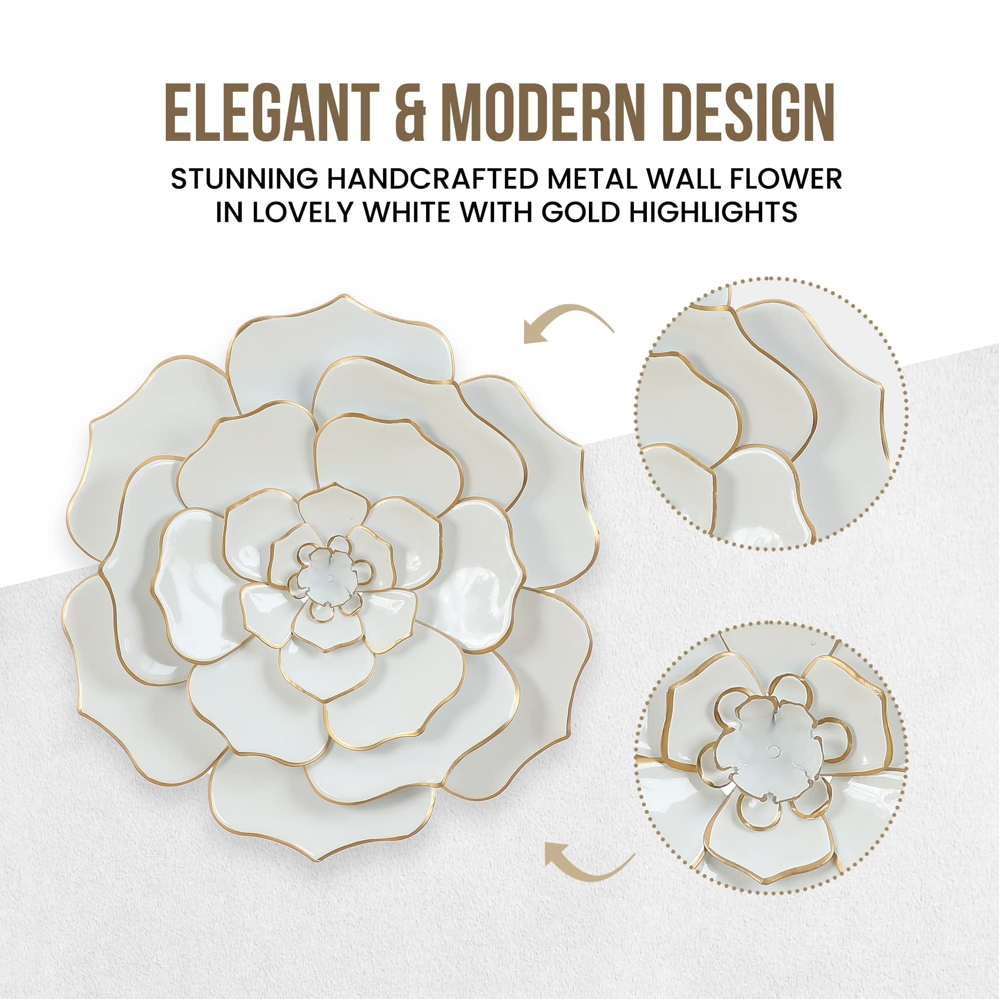 Décoration murale en métal blanc avec fleurs de Carson Carrington Mjugg