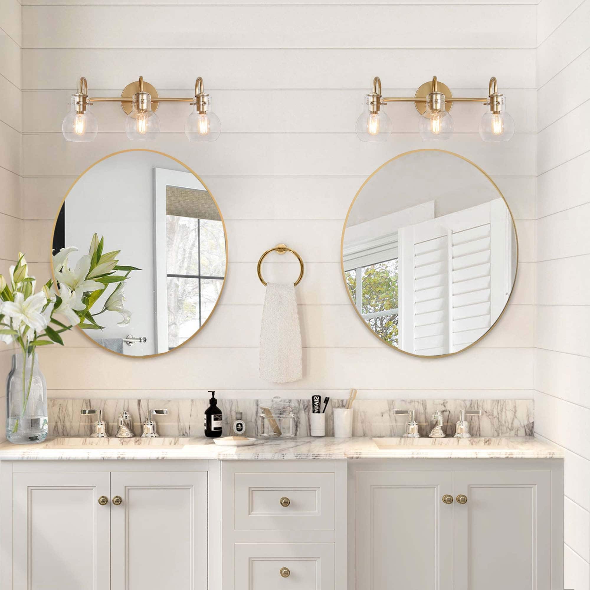 Applique murale moderne en verre à 3 lumières pour salle de bain