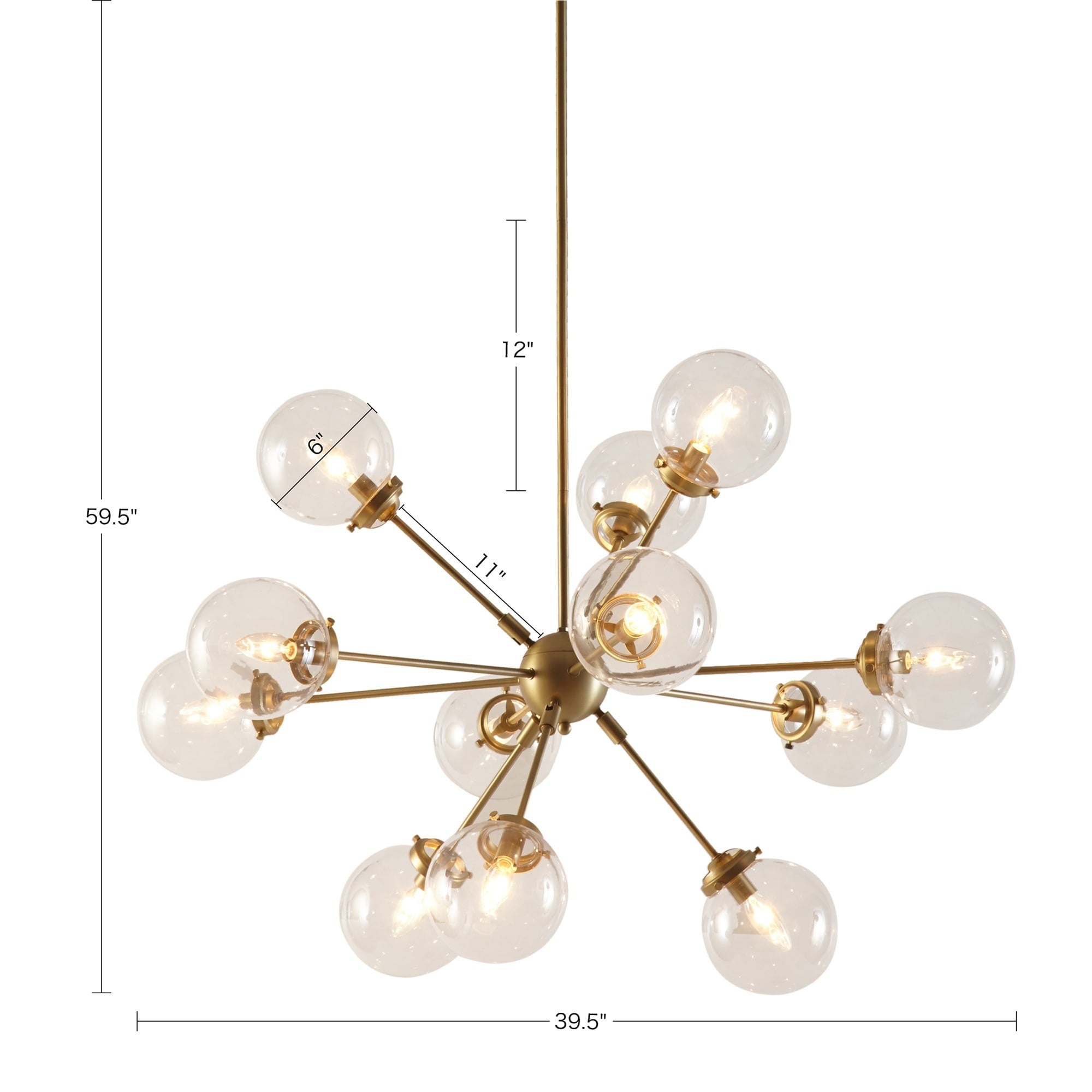 Lustre Paige à 12 lumières avec ampoules globe surdimensionnées INK+IVY