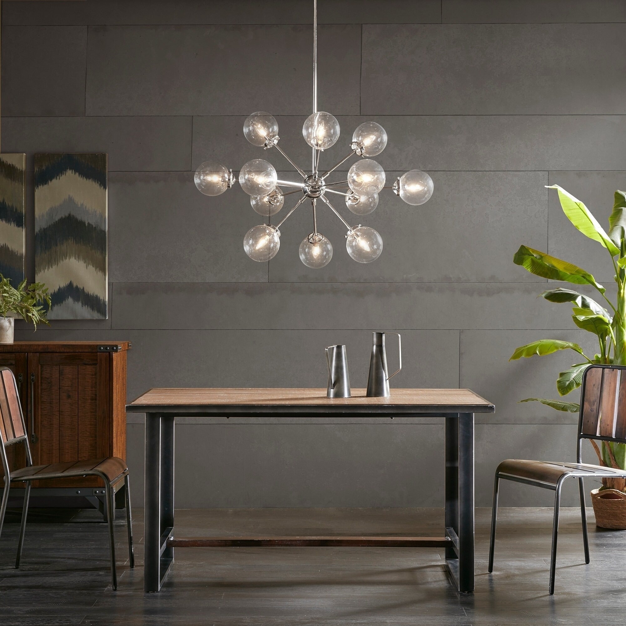 Lustre Paige à 12 lumières avec ampoules globe surdimensionnées INK+IVY