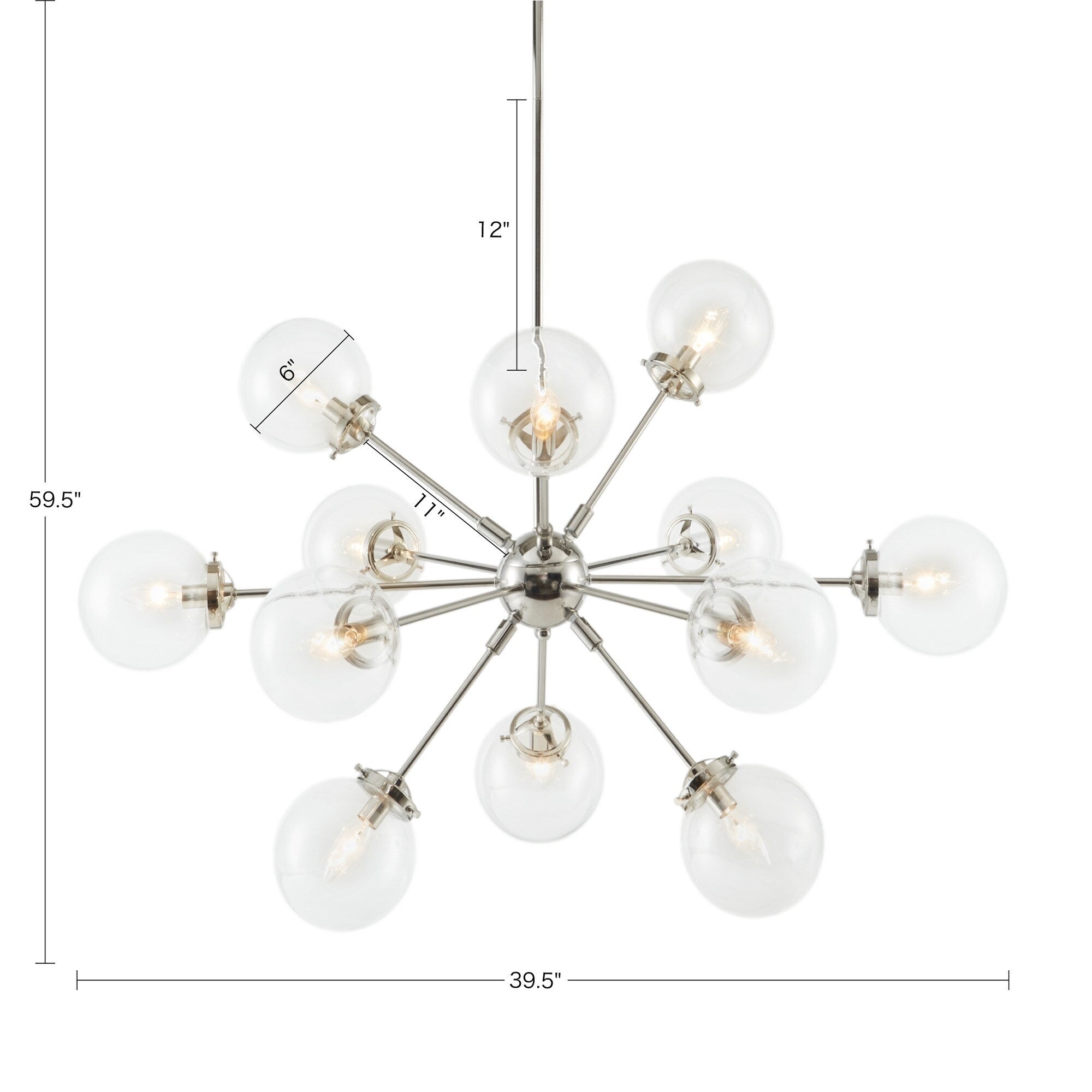 Lustre Paige à 12 lumières avec ampoules globe surdimensionnées INK+IVY