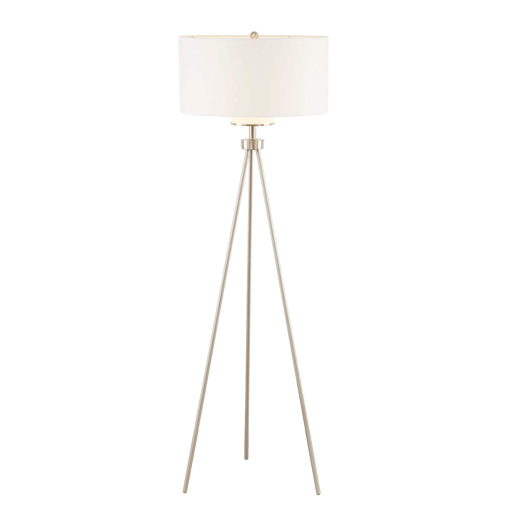 Lampadaire trépied en métal INK+IVY Pacific avec abat-jour en verre