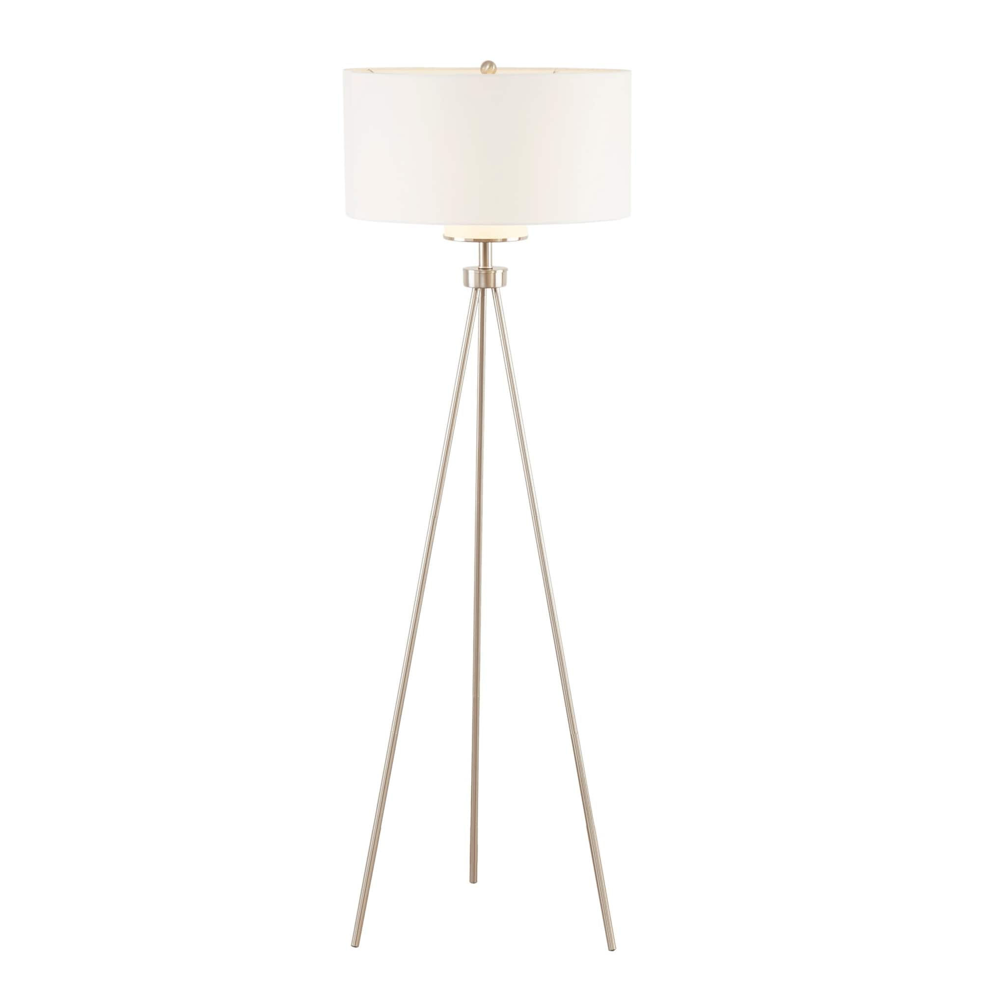 Lampadaire trépied en métal INK+IVY Pacific avec abat-jour en verre