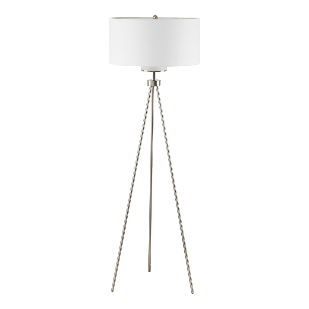 Lampadaire trépied en métal INK+IVY Pacific avec abat-jour en verre