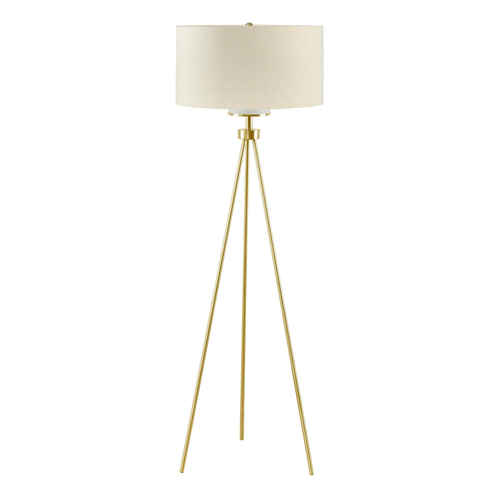 Lampadaire trépied en métal INK+IVY Pacific avec abat-jour en verre