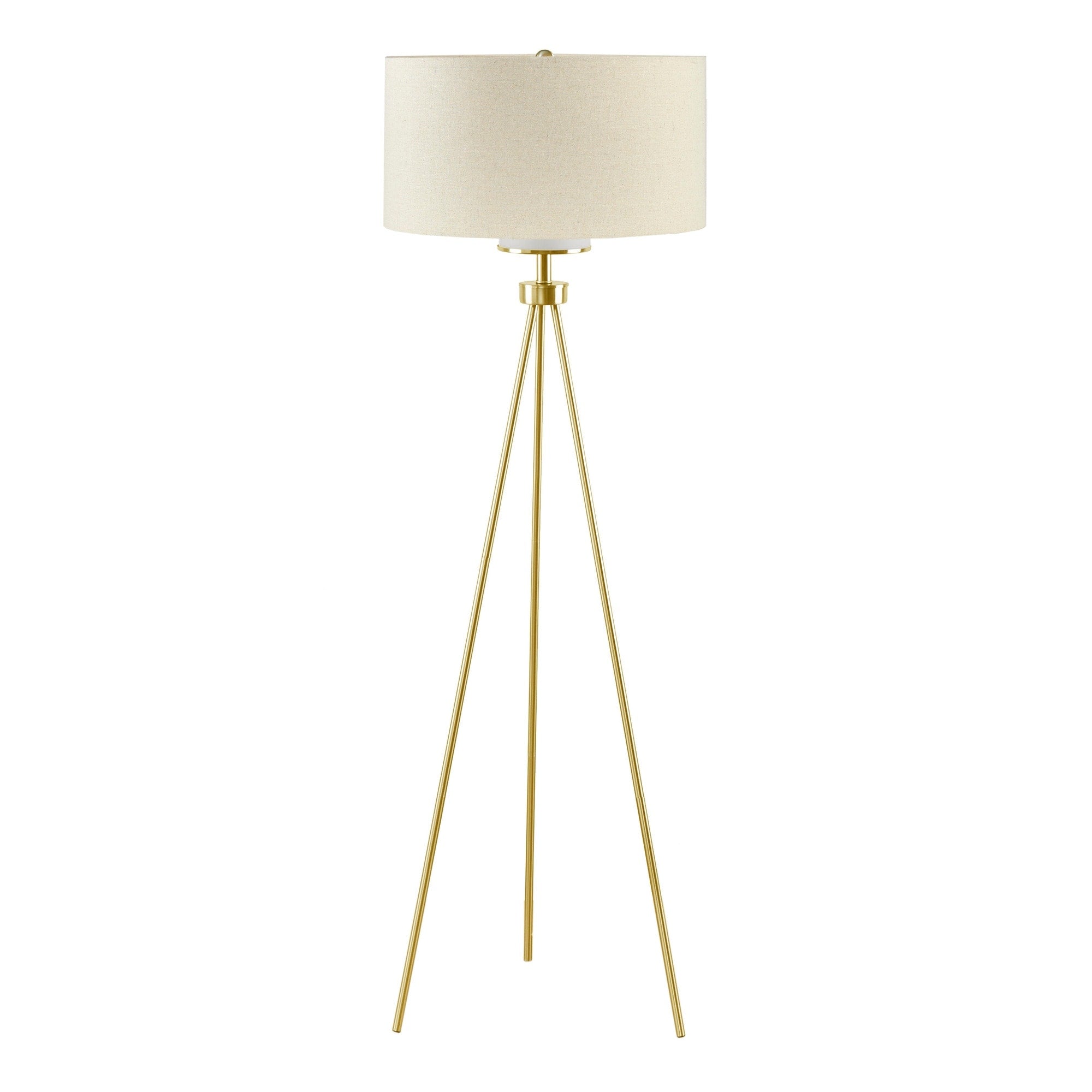 Lampadaire trépied en métal INK+IVY Pacific avec abat-jour en verre