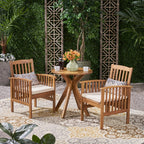 Ensemble bistrot d'extérieur Casa 2 places rond en bois d'acacia avec pieds en X par Christopher Knight Home - N/A
