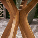 Ensemble bistrot d'extérieur Casa 2 places rond en bois d'acacia avec pieds en X par Christopher Knight Home - N/A