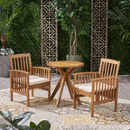 Ensemble bistrot d'extérieur Casa 2 places rond en bois d'acacia avec pieds en X par Christopher Knight Home - N/A