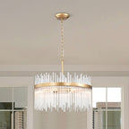 Lustre Casandra 5 lumières en bronze brillant avec barres en verre transparent - Bronze brillant