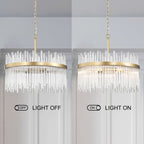 Lustre Casandra 5 lumières en bronze brillant avec barres en verre transparent - Bronze brillant