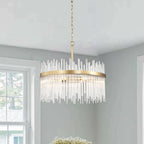 Lustre Casandra 5 lumières en bronze brillant avec barres en verre transparent - Bronze brillant